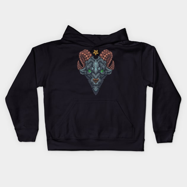 Goat Old School Tattoo Kids Hoodie by BlackRavenOath